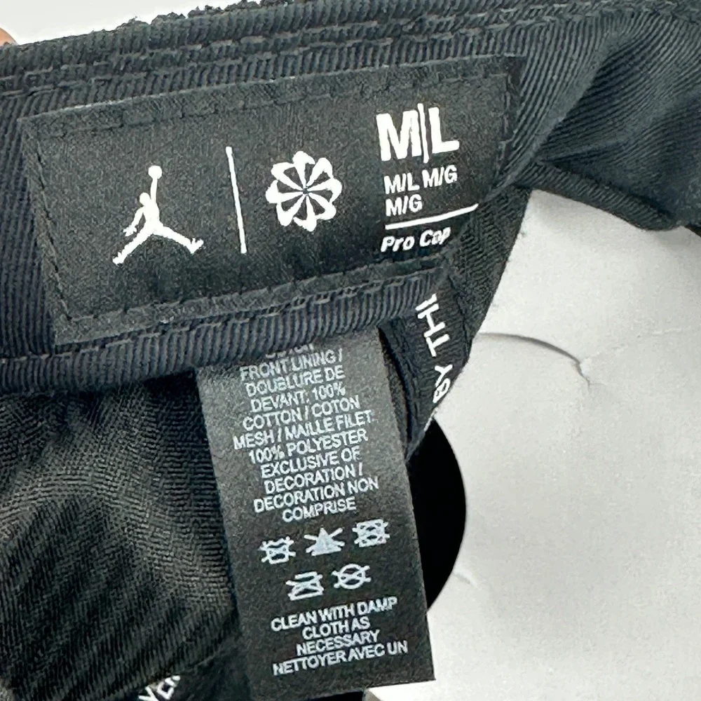 Nike Jordan Air Hat Unisex M/L Black Corduroy Adjustable Pro Cap IB3937-010 New - Picture 5 of 6